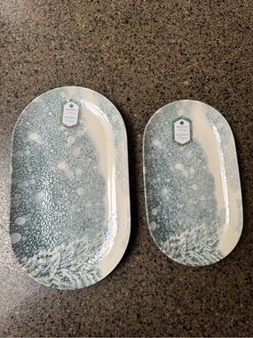 Handcrafted in Turkey Intesa Home Christmas Snowflake Oval Platter Set of 2